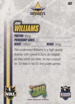 2010 NRL Champions #103 John Williams Back